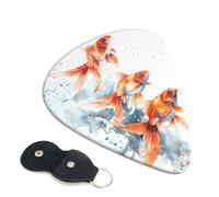 6 Pack Three Goldfish Watercolor Splash Guitar Picks, Bass Electric Acoustic Guitar Ukulele Accessories, Thin Guitar Picks Plectrums with Organizer Bag