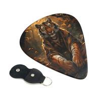 6 Pack Tiger in the Fallen Leaf Forest Guitar Picks - 0.46 0.71 0.93 mm Includes Cool Guitar Picks Thin Medium Heavy Thickness, Electric Guitar Picks for Acoustic Guitar Bass Ukulele