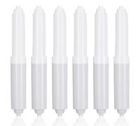 6 Pack Toilet Paper Holder Replacement Rods, Spring Loaded Plastic Tissue Roll Holder Insert, Adjustable Bathroom Toilet Paper Roller Spindle (White)