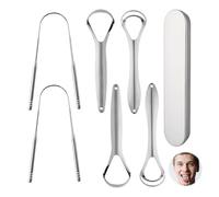 6 Pack Tongue Scraper, Stainless Steel Tongue Scrapers Reusable 2 Tongue Scraper with Dual Scraping Head Design 2 Wide-Head Tongue Cleaner 2 'U' Shape Fresh Breath Tongue Cleaners with Travel Case