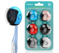 6 Pack Toothbrush Head Protector Caps for Home, Travel, Fits Most Manual and Electric Toothbrushes (Black, White, Grey, Blue, Pink, Red)