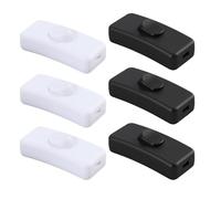 6 Pack Torpedo Switching, Double Pole Switching, 3 Black and 3 White, 250V, Compact On/Off for Desk Lamps, Wall Lights, Floor Lamps, Mirror Lamps, and Small Electrical Appliances