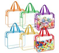 6 Pack Toy Storage Bags with Handles and Zips, Pvc Clear Storage Bags, 11.8x8.6x3.9inch, Reusable Waterproof Toy Storage Organiser for Board Games, Building Blocks, Puzzles, Plush Toys