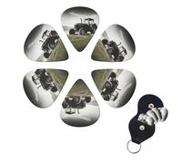 6 Pack Tractor Agriculture Tranquil Guitar Picks with Guitar Pick Holder, Personalized Celluloid Plectrums for Acoustic Guitar, Bass, Ukulele, Cool Bass Accessories Gifts for Men Women 0.96mm