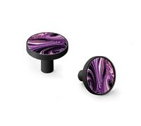 6 Pack Treasury of Art Marble Cabinet Knobs and Wall Hooks, Black Base Solid Zinc Alloy Drawer Pulls, Modern Handle for Kitchen, Bathroom, Dresser Cabinet Hardware