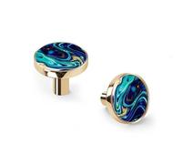 6 Pack Treasury of Art Marble Painting Cabinet Knobs and Wall Hooks, Golden Base Solid Zinc Alloy Drawer Pulls, Modern Handle for Kitchen, Bathroom, Dresser Cabinet Hardware