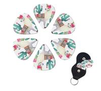 6 Pack Tropical Llama Alpaca Cactus Flower Guitar Picks with Guitar Pick Holder, Personalized Celluloid Plectrums for Acoustic Guitar, Bass, Ukulele, Cool Bass Accessories Gifts for Men Women 0.46mm