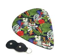 6 Pack Tropical Plant Cute Colorful Parrot Guitar Picks, Bass Electric Acoustic Guitar Ukulele Accessories, Thin Guitar Picks Plectrums with Organizer Bag
