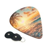 6 Pack Tropical Sunset Beach Scene Guitar Picks - 0.46 0.71 0.93 mm Includes Cool Guitar Picks Thin Medium Heavy Thickness, Electric Guitar Picks for Acoustic Guitar Bass Ukulele