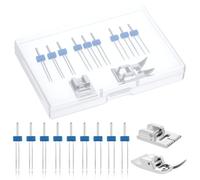 6 Pack Twin Needle Double Needle with 2 Pcs 9 Groove Pintuck Presser Foot, 3 Size 2/90 3/90 4/90 Double Stretch Needles Pins for Household Sewing Machine Accessories