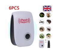 6-Pack Ultrasonic Pest Repellers - Dual Ultrasonic + Electromagnetic, Safe for Humans & Pets, Wide Indoor Coverage (Mice, Rats, Cockroaches) UK Plug