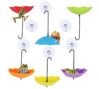 6 Pack Umbrella Shaped Frog Habitats with 6 Pcs Suction Cups Reptile Terrarium Decoration for Tree Frog Toad Tadpole