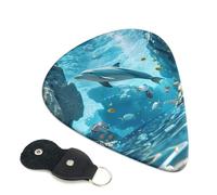 6 Pack Underwater Dolphin Scene Guitar Picks - 0.46 0.71 0.93 mm Includes Cool Guitar Picks Thin Medium Heavy Thickness, Electric Guitar Picks for Acoustic Guitar Bass Ukulele