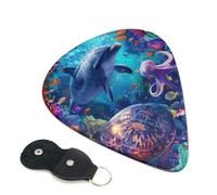 6 Pack Underwater Turtle Dolphin Octopus Guitar Picks - 0.46 0.71 0.93 mm Includes Cool Guitar Picks Thin Medium Heavy Thickness, Electric Guitar Picks for Acoustic Guitar Bass Ukulele