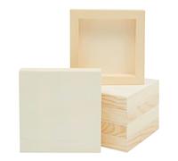 6 Pack Unfinished Wood Canvas Boards for Painting, Blank Deep Cradle Panels for Art Projects (12.7 x 12.7 cm, 2.1 cm Thick)