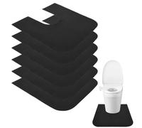 6 Pack Upgrade Round Commode Potty Training Mat for Boy Potty Training Toilet Rug U Shaped Washable Toilet Mat for Bathroom Black