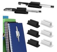 6 Pack Upgraded Pen Holder, Adhesive Pencil Holder for Desk Wall Mouted，Marker Holder, Silicone Pen Holder for Clipboard, Teacher Supplies for Classroom and Kids Desk Organizer (black and white)