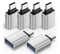 6 Pack USB C to USB Adapter, USB Type C Male to USB A 3.0 Female OTG Adapter for iPhone 17 16 15 Pro Max, MacBook Pro, Flash Thumb Drive, iPad, Samsung Galaxy, XPS and More Type C Device (Silver)