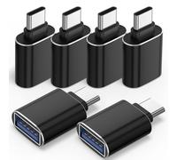 6 Pack USB C to USB Adapter, USB Type C Male to USB A 3.0 Female OTG Adapter for iPhone 17 16 15 Pro Max, MacBook Pro, Flash Thumb Drive, iPad, Samsung Galaxy, XPS and More Type C Device (Black)