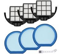 6 Pack Vacuum Filter Set Compatible with Hoover T-Series WindTunnel Bagless Upright Vacuum, Replaces Parts #303173001 & #303172002, 3 Washable Filters+ 3 HEPA Cartridge Filters+ 1 Cleaning Brush