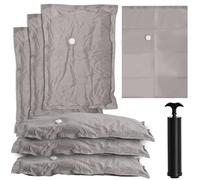 6-Pack Vacuum Seal Bags for Clothing - Fabric Travel Storage Bags with Manual Pump | 2 Medium, 2 Large, 2 Jumbo | Reusable Packing Cubes for Travel, Carry-On Luggage & Home Organization