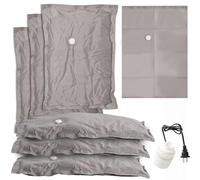 6-Pack Vacuum Seal Bags for Clothing Home - Fabric Storage Bags with Electric Pump | 2 Medium, 2 Large, 2 Jumbo | Reusable Packing for Wardrobe, Carry-On Luggage & Home Organization (Grey-2M&2L&2J)