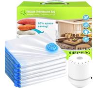 6 Pack Vacuum Storage Bags with Electric Pump | 6 Medium | Reusable Dustproof Waterproof Compression Bags for Clothes, Duvets, Bedding, Travel & Moving | Dustproof Waterproof Compression Bags