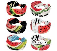 6 Pack Vector card with watermelon and lettering 1 (2) Headbands for Women, Fashionable Sports Hairbands, Elastic Wide Headbands Non Slip Workout Yoga Sport Headbands for Women
