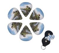 6 Pack View of The Dunguaire Castle Guitar Picks with Guitar Pick Holder, Personalized Celluloid Plectrums for Acoustic Guitar, Bass, Ukulele, Cool Bass Accessories Gifts for Men Women 0.71mm