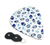6 Pack vintage blue evil eye Guitar Picks, Bass Electric Acoustic Guitar Ukulele Accessories, Medium Guitar Picks Plectrums with Organizer Bag