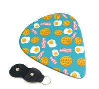 6 Pack Waffle Poached Eggs Bacon Guitar Picks - 0.46 0.71 0.93 mm Includes Cool Guitar Picks Thin Medium Heavy Thickness, Electric Guitar Picks for Acoustic Guitar Bass Ukulele