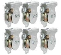 6 Pack Wall Mounted Pulley 1-1/2 Inch Wall and Ceiling Mount Single Pulley for 3/8" Wire or Rope, Zinc-Plated