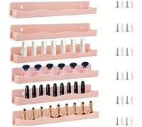 6 Pack Wall Mounted Transparent Acrylic Wave Nail Polish Organizer For Storing Nail Lacquer And Other Small Cosmetic Products(6-pack Pink)