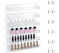 6 Pack Wall Mounted Transparent Acrylic Wave Nail Polish Organizer For Storing Nail Lacquer And Other Small Cosmetic Products(6-pack Transparent)