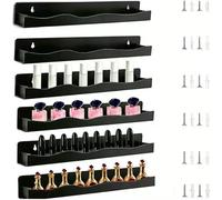 6 Pack Wall Mounted Transparent Acrylic Wave Nail Polish Organizer For Storing Nail Lacquer And Other Small Cosmetic Products(6-pack Black)