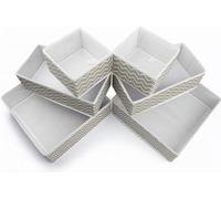 6 Pack Wardrobe Drawer Organizer Box, Foldable Organiser Storage Divider Cubes for Bras, Socks, Underwear, Ties, Scarves, Cosmetics, Baby Clothing & Makeup (Grey) (White)