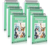 6 Pack Watercolor Paper Pad, 5.5x8.5 Inch Water Color Paper, 140lb/300gsm, Cold Press, Acid-Free, 180 Sheets Spiral Bound Watercolor Paper Pad for Wet & Dry Media, Ideal for Adults Kids, Artists