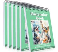 6 Pack Watercolor Paper Pad, 9x12 Inch Water Color Paper, 140lb/300gsm, Cold Press, Acid-Free, 180 Sheets Spiral Bound Watercolor Paper Pad for Wet & Dry Media, Ideal for Adults Kids, Artists