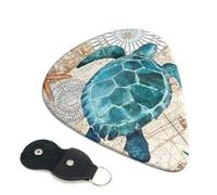 6 Pack Watercolor Sea Turtle Guitar Picks, Bass Electric Acoustic Guitar Ukulele Accessories, Thin Guitar Picks Plectrums with Organizer Bag