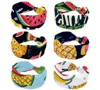 6 Pack watermelon lettering Headbands for Women, Fashion Knotted Headband Wide Hairband Girls Hair Accessories