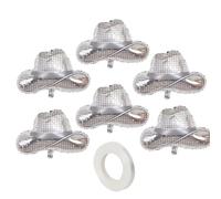6 Pack Western Cowboy Balloons Large Cowgirl Hat Disco Balloons with A White Ribbon Cow Print Balloon for Cowboy Party Decorations