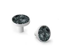 6 Pack White Drawer Pulls & Wall Hooks, Unqine Handles for Cabinet Wardrobe, Black-Gray Fragmented Stone Pattern Design, Zinc Alloy Kitchen Bathroom Home Decor Hardware