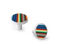 6 Pack White Drawer Pulls & Wall Hooks, Unqine Handles for Cabinet Wardrobe, Ethnic Mexican Fabric with Colorful Stripes Design, Zinc Alloy Kitchen Bathroom Home Decor Hardware