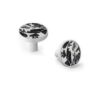 6 Pack White Drawer Pulls & Wall Hooks, Unqine Handles for Cabinet Wardrobe, Fragmented Marble Texture Design, Zinc Alloy Kitchen Bathroom Home Decor Hardware