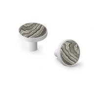 6 Pack White Drawer Pulls & Wall Hooks, Unqine Handles for Cabinet Wardrobe, Gray-White Layered Stone Texture Design, Zinc Alloy Kitchen Bathroom Home Decor Hardware