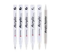6 Pack White Gel Pen, Professional White Ink Pens 0.5/0.7/1.2/2/4/BR1-3mm Line, Quick-Drying Waterproof Smooth Writing, Highlight Rollerball Pens for Sketching, Drawing, Illustration, Taking Notes