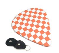 6 Pack white orange squares checkerboard Guitar Picks, Bass Electric Acoustic Guitar Ukulele Accessories, Medium Guitar Picks Plectrums with Organizer Bag
