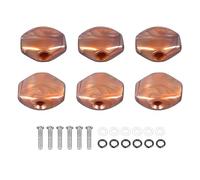 6 Pack White Pearl Guitar Tuner Machine Heads, Premium Plastic Tuning Keys with Square Buttons for Folk and Electric Guitars (Brown