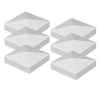 (6 Pack) White PVC Vinyl 5 inch x 5 inch External Pyramid Post Cap - White - 5"x5"