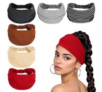 6 Pack Wide Absorbent Sport Headband Cloth Headbands for Women Non Slip Knotted Headbands Trendy Head Scarf for Women's Hair Gym Headband for Yoga Workout African Womens Hair Accessories